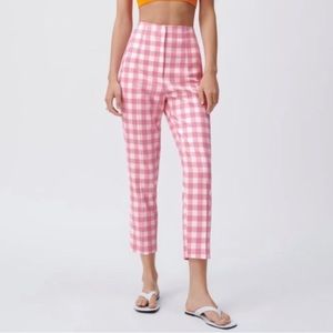 ZARA PINK CHECKERED PANTS
